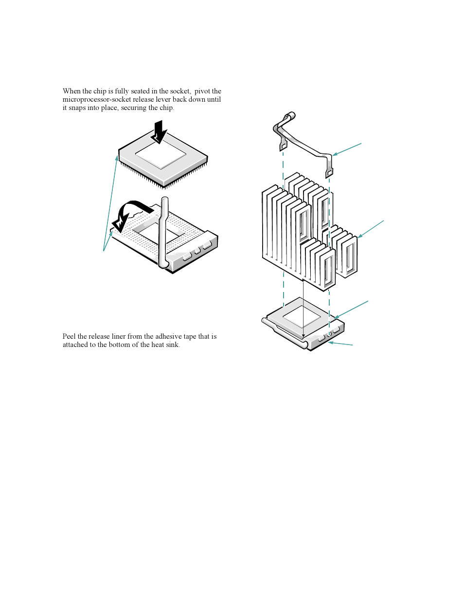 Figure 6-12, Installing the microprocessor chip -9, Figure 6-13 | Installing the heat sink -9 | Dell OptiPlex Gxi User Manual | Page 87 / 140