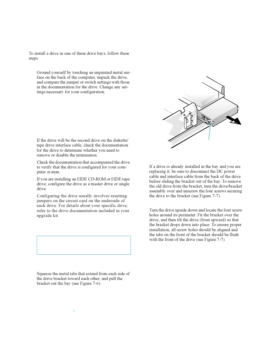 Figure 7-6, Removing a drive -4 | Dell OptiPlex Gxi User Manual | Page 94 / 140