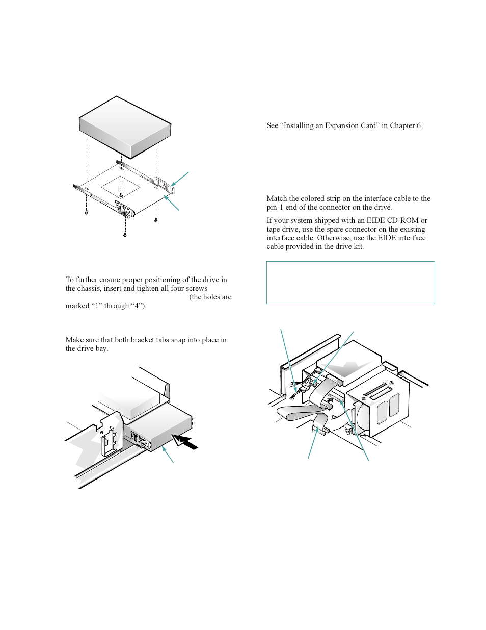 Figure 7-7, Attaching the new bracket to the new drive -5, Figure 7-8 | Inserting the new drive into the drive bay -5, Figure 7-9, Attaching diskette drive or tape drive cables -5 | Dell OptiPlex Gxi User Manual | Page 95 / 140