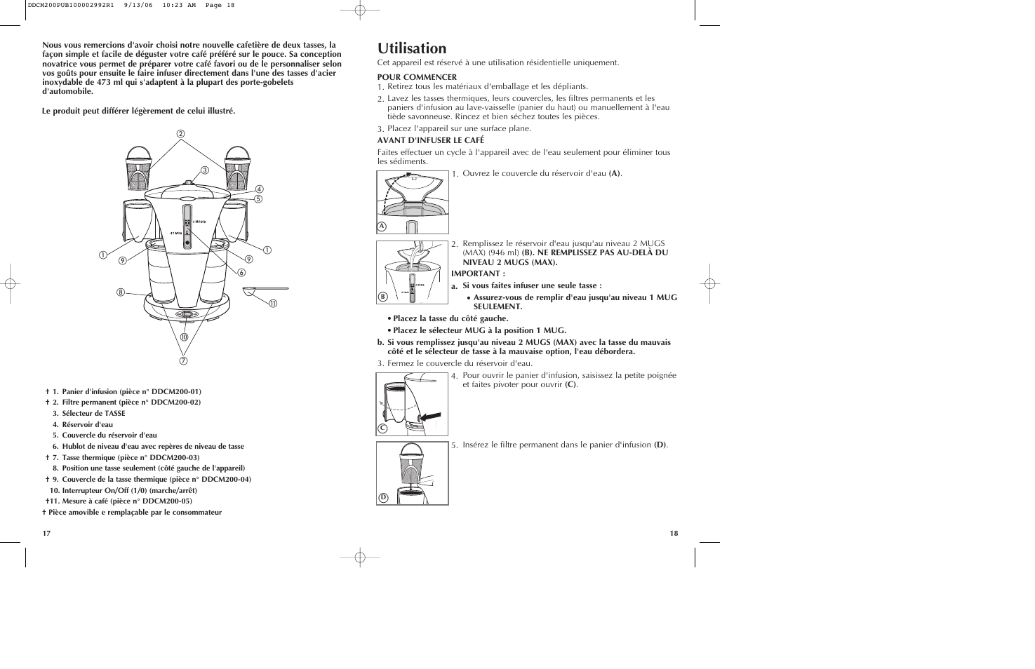 Utilisation | Black & Decker DDCM200 User Manual | Page 10 / 15
