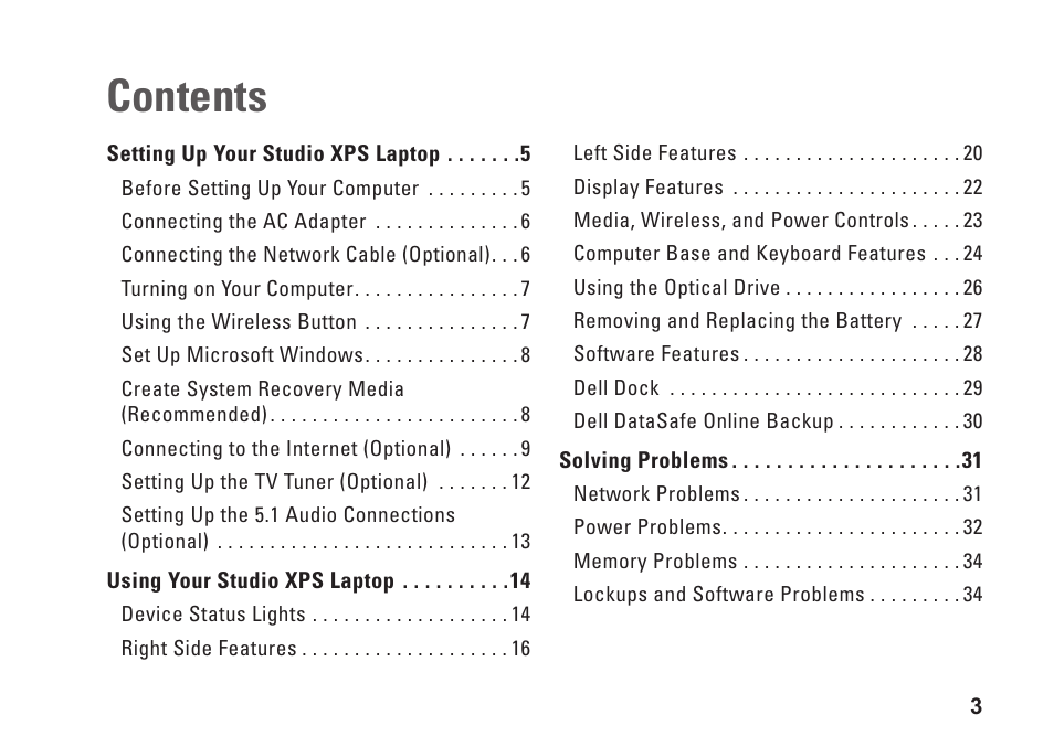 Dell Studio XPS M1640 (Mid 2010) User Manual | Page 5 / 80