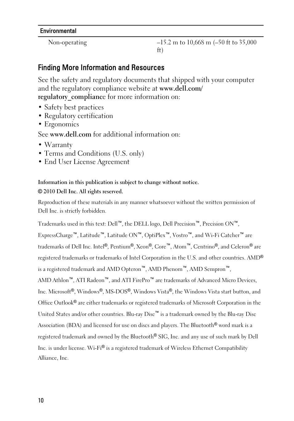 Finding more information and resources | Dell Precision M6600 (Mid 2011) User Manual | Page 10 / 11