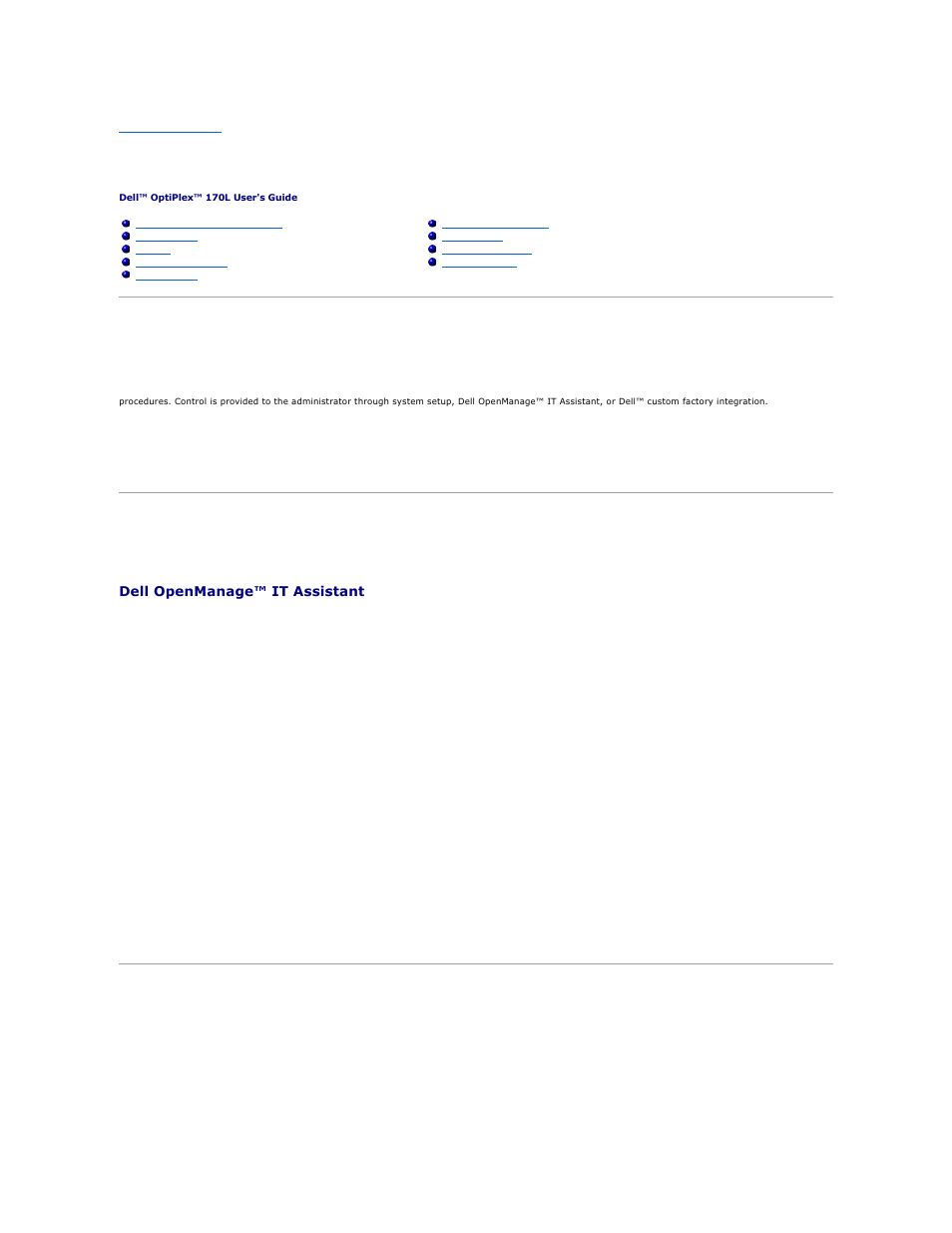 Advanced features, Legacyselect technology control, Manageability | Security, Dell openmanage™ it assistant, Dell openmanage client instrumentation, Security cable slot | Dell OptiPlex 170L User Manual | Page 11 / 143