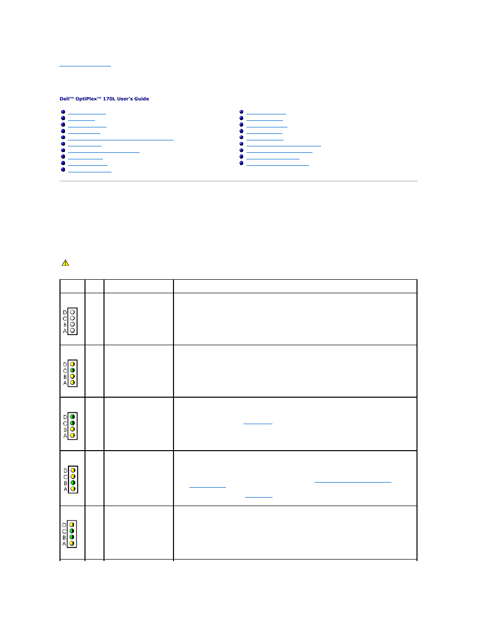 Solving problems, Diagnostic lights | Dell OptiPlex 170L User Manual | Page 122 / 143