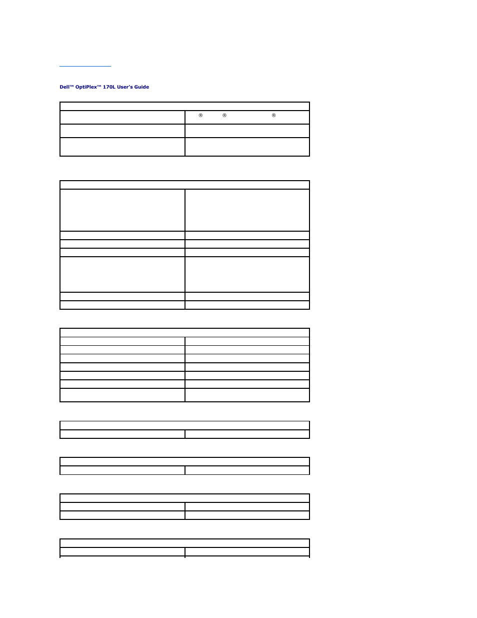 Specifications | Dell OptiPlex 170L User Manual | Page 136 / 143