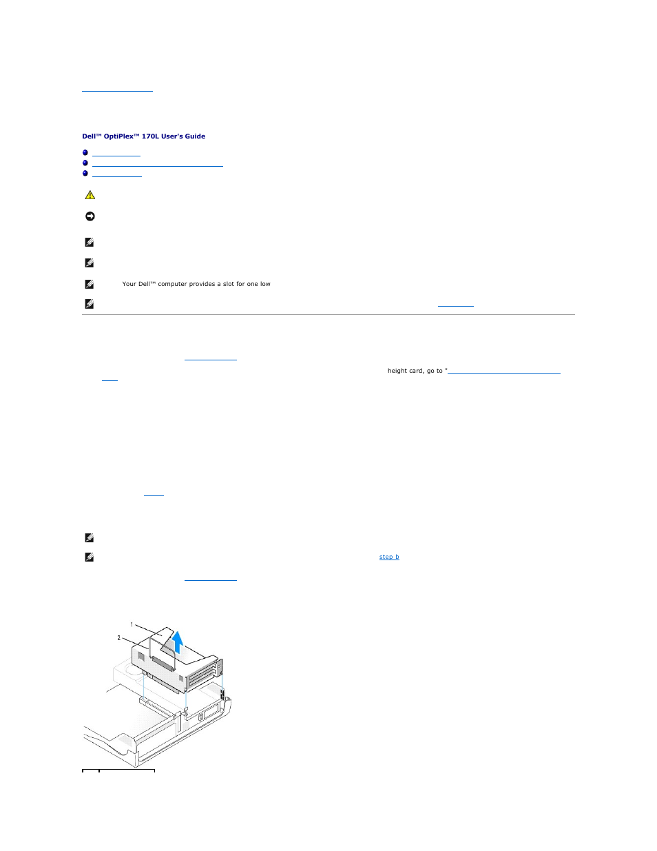Cards, Installing cards, Installing cards in the optional card cage | Dell OptiPlex 170L User Manual | Page 78 / 143