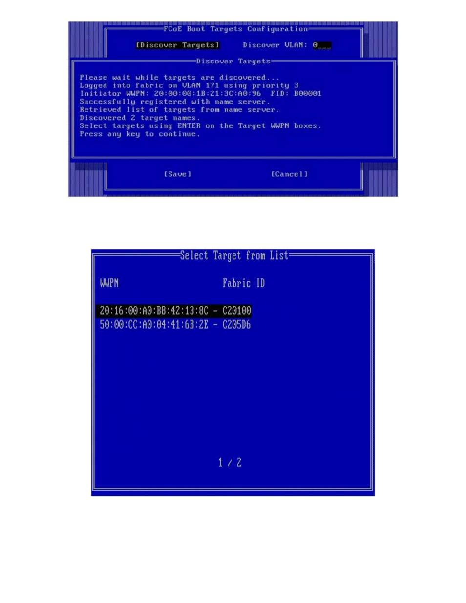Fcoe target selection menu | Dell Intel PRO Family of Adapters User Manual | Page 13 / 61