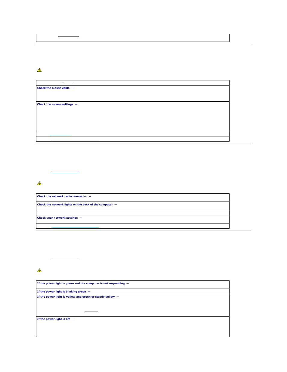 Power problems, Mouse problems, Network problems | Dell OptiPlex SX280 User Manual | Page 75 / 95