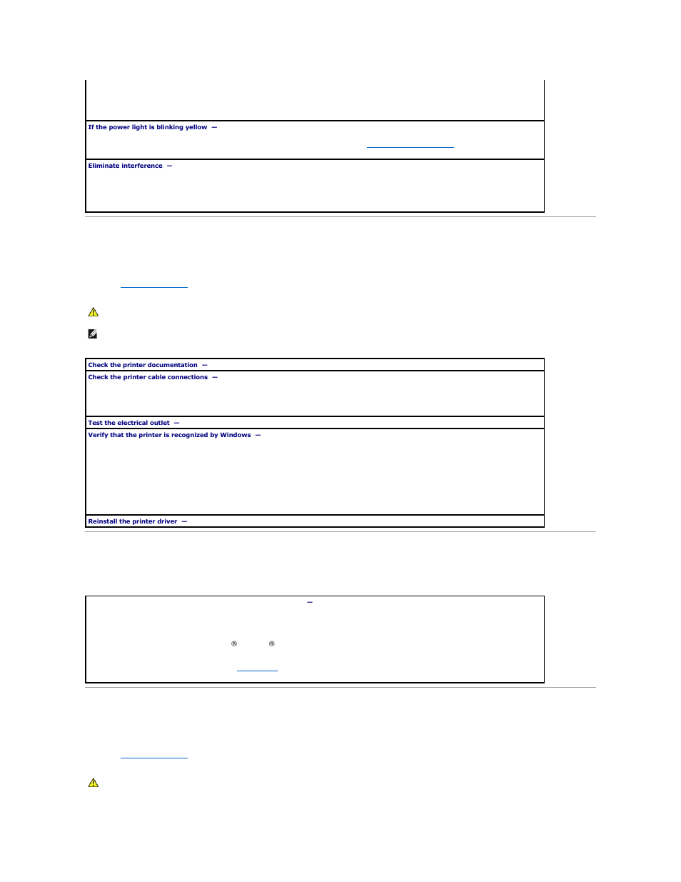 Printer problems, Restoring default settings, Serial or parallel device problems | Dell OptiPlex SX280 User Manual | Page 76 / 95