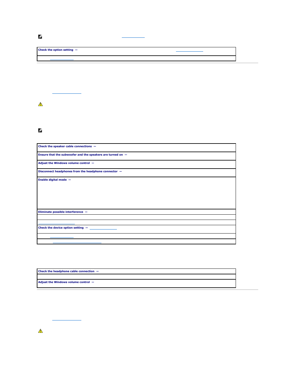 Sound and speaker problems, Video and monitor problems, No sound from speakers | No sound from headphones, If the screen is blank | Dell OptiPlex SX280 User Manual | Page 77 / 95