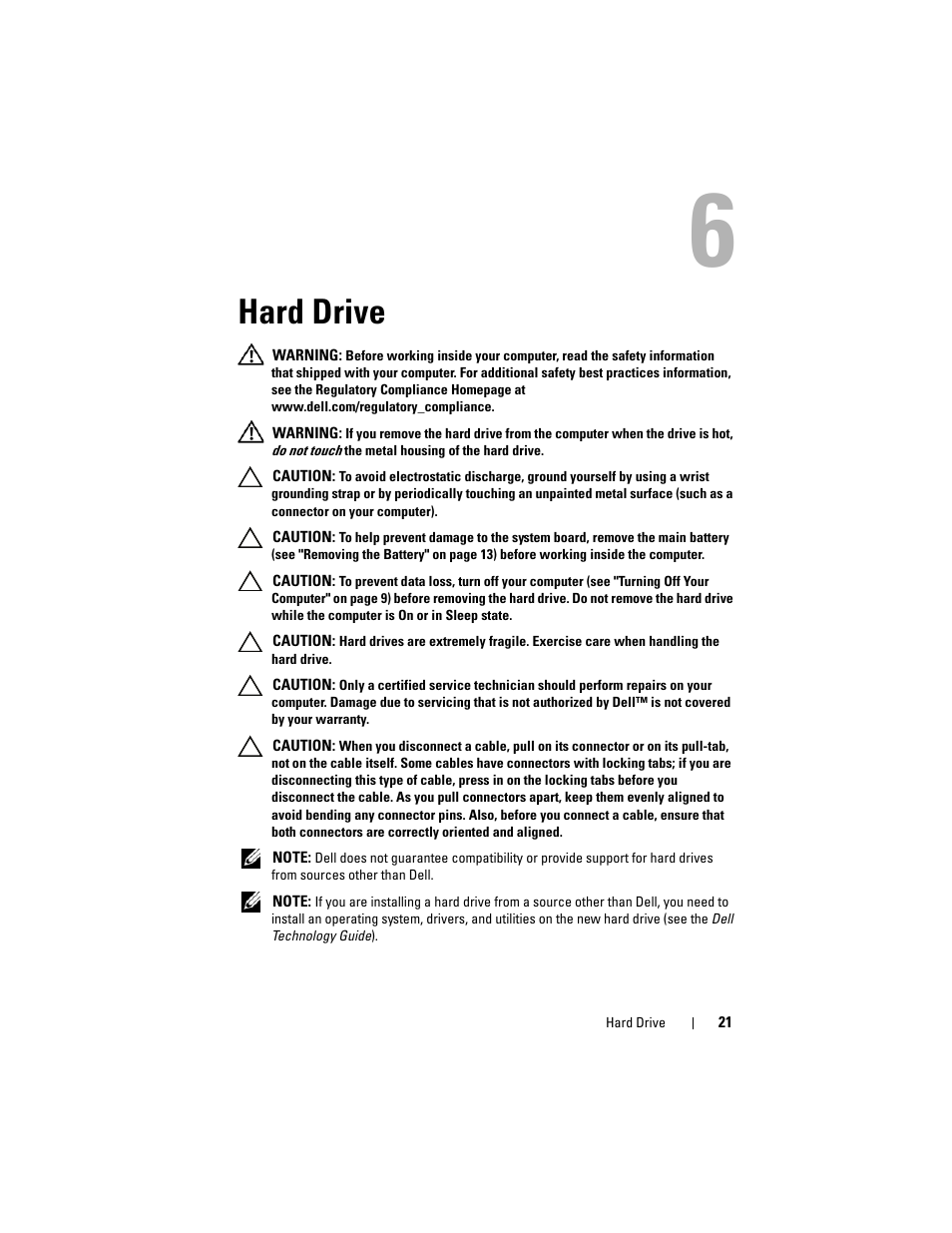 Hard drive | Dell Inspiron 1428 (Late 2009) User Manual | Page 21 / 82