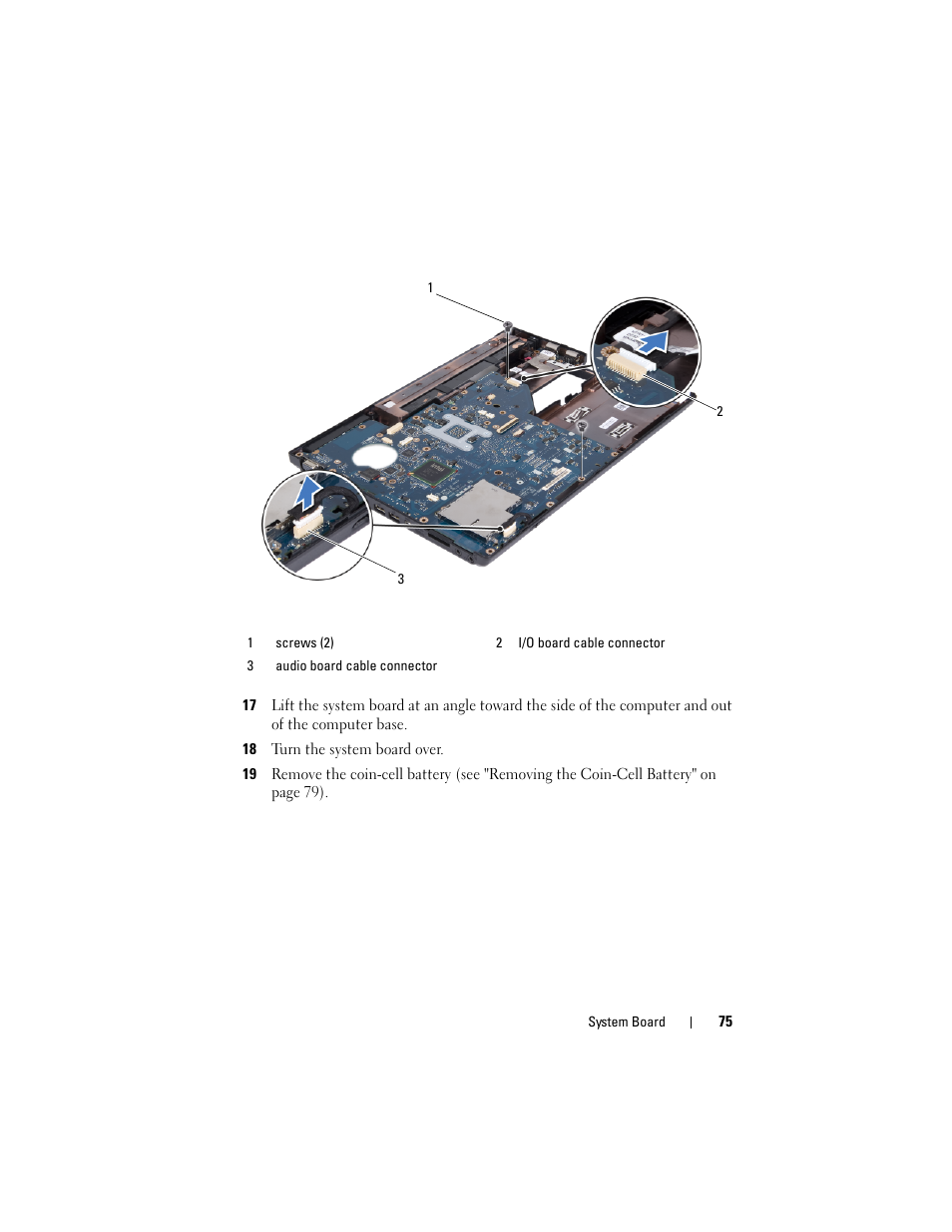 18 turn the system board over | Dell Inspiron 1428 (Late 2009) User Manual | Page 75 / 82