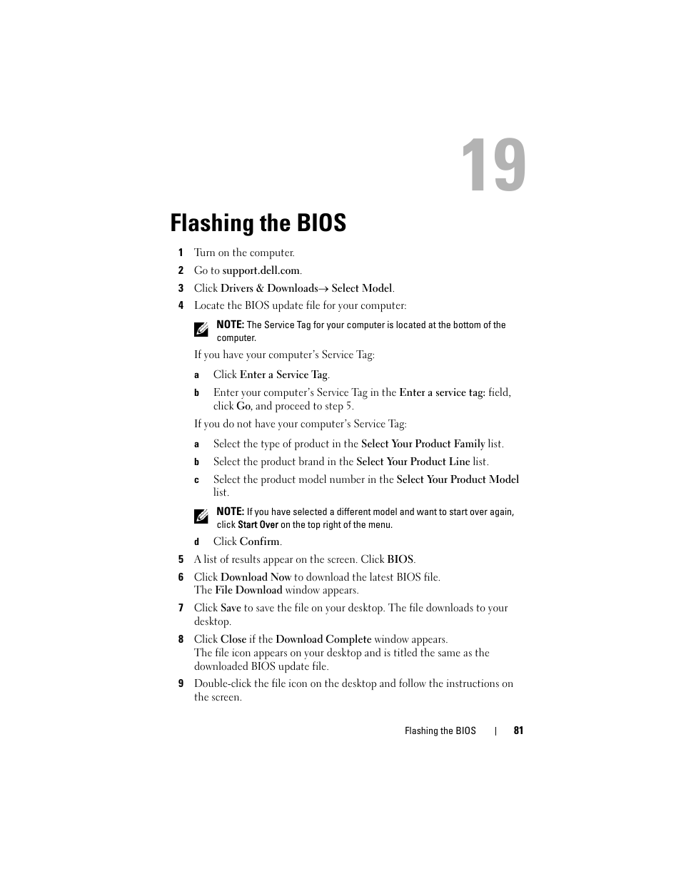 Flashing the bios | Dell Inspiron 1428 (Late 2009) User Manual | Page 81 / 82