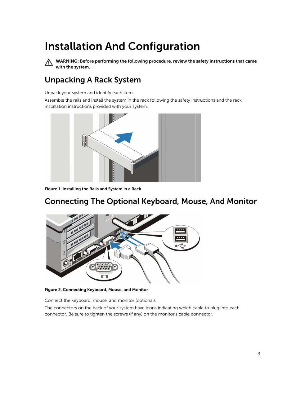 Installation and configuration, Unpacking a rack system | Dell PowerVault DR6000 User Manual | Page 3 / 9