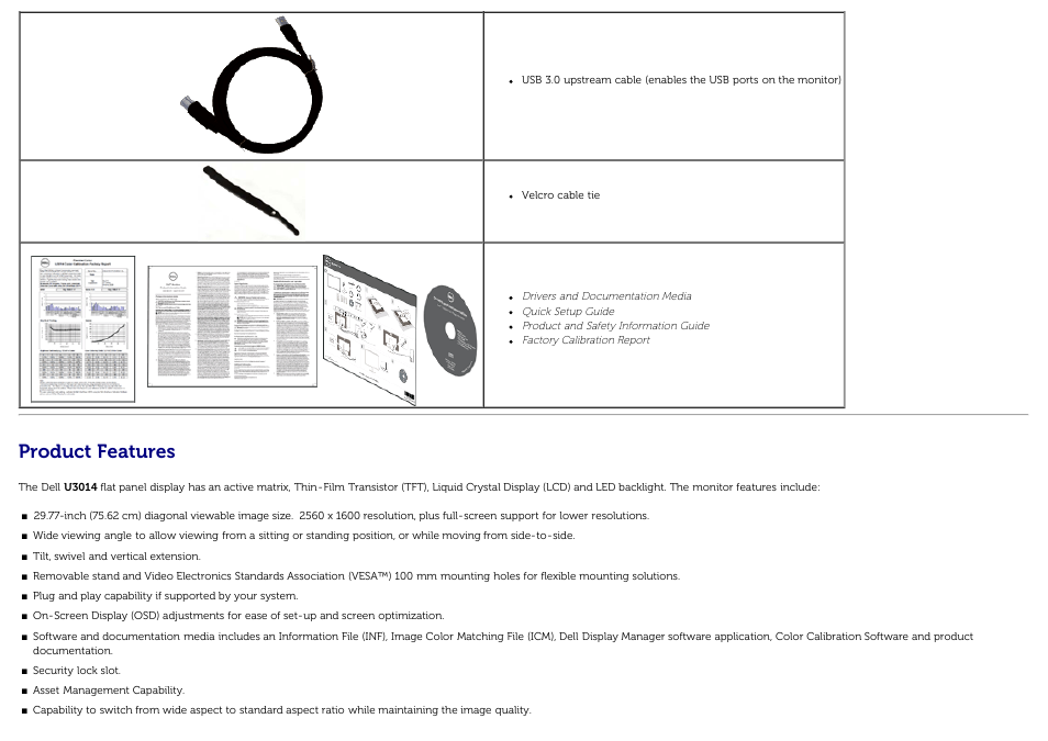 Product features | Dell U3014 Monitor User Manual | Page 6 / 72