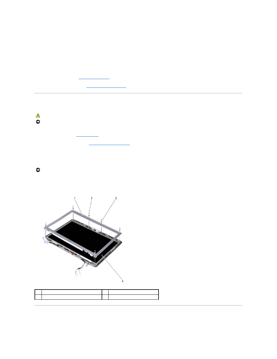 Removing the display bezel, Replacing the display bezel | Dell Inspiron 1420 (Mid 2007) User Manual | Page 15 / 44
