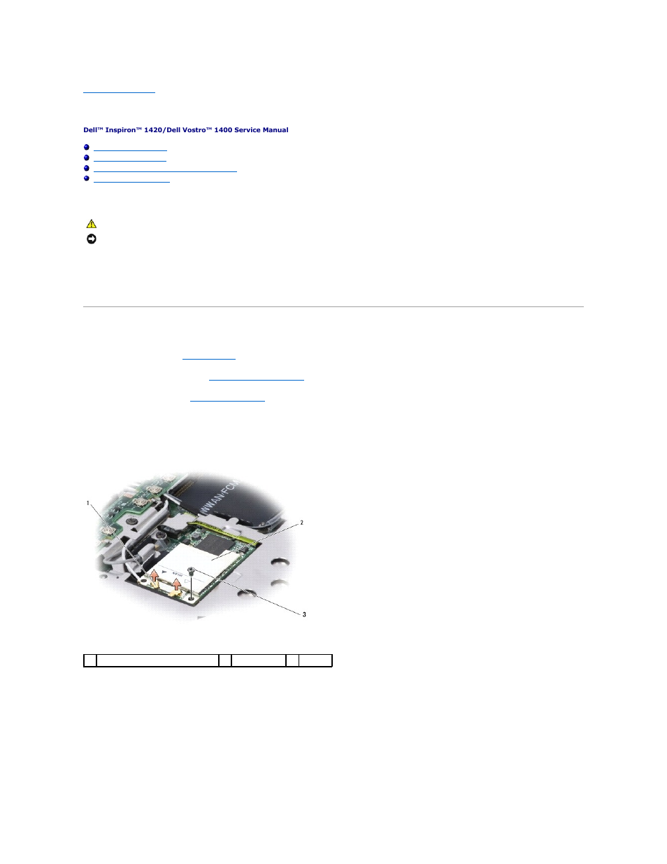 Communication cards, Removing a wlan card | Dell Inspiron 1420 (Mid 2007) User Manual | Page 30 / 44