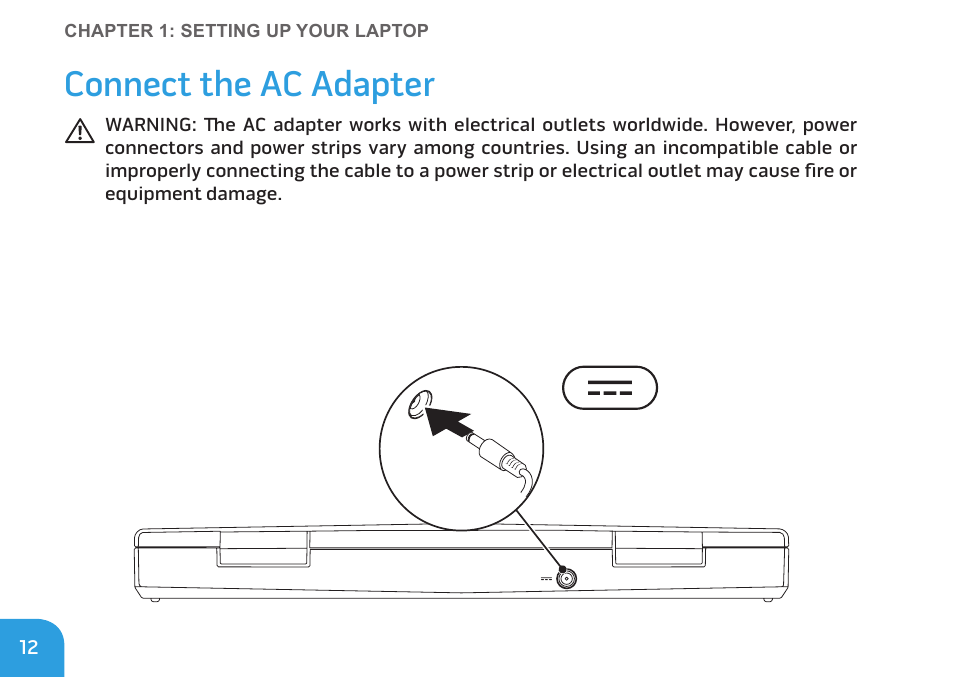 Connect the ac adapter | Dell Alienware M11x R2 (Mid 2010) User Manual | Page 12 / 112