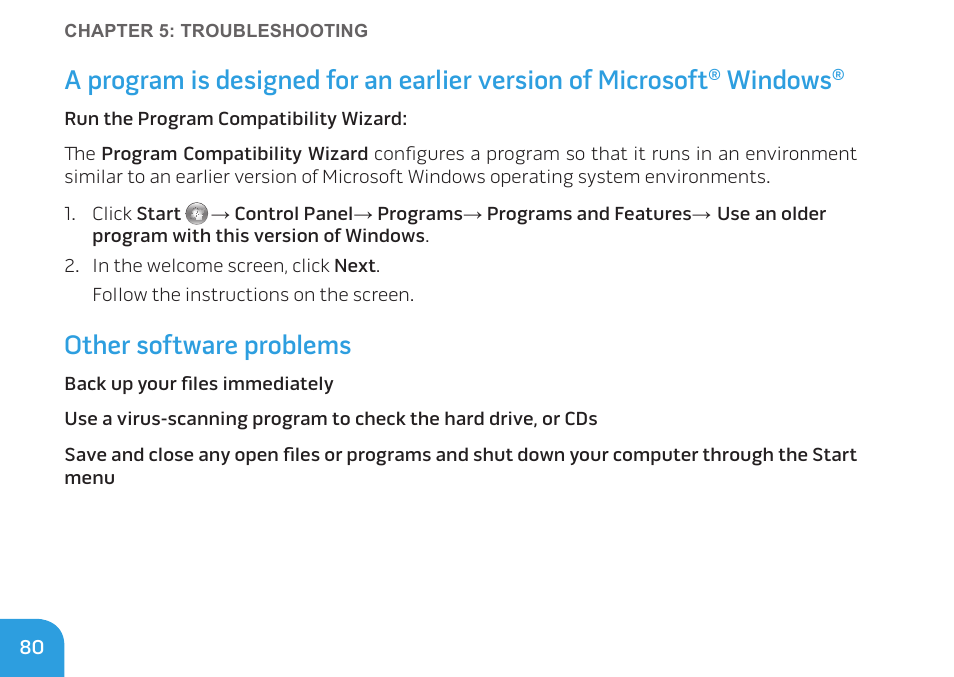 Windows, Other software problems | Dell Alienware M11x R2 (Mid 2010) User Manual | Page 80 / 112