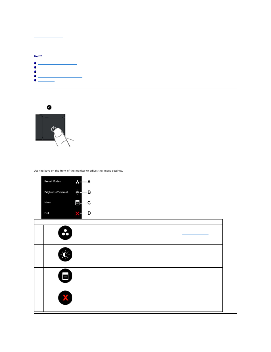 Operating the monitor, Power on the monitor, Using the front panel controls | Dell E2210H Monitor User Manual | Page 14 / 30