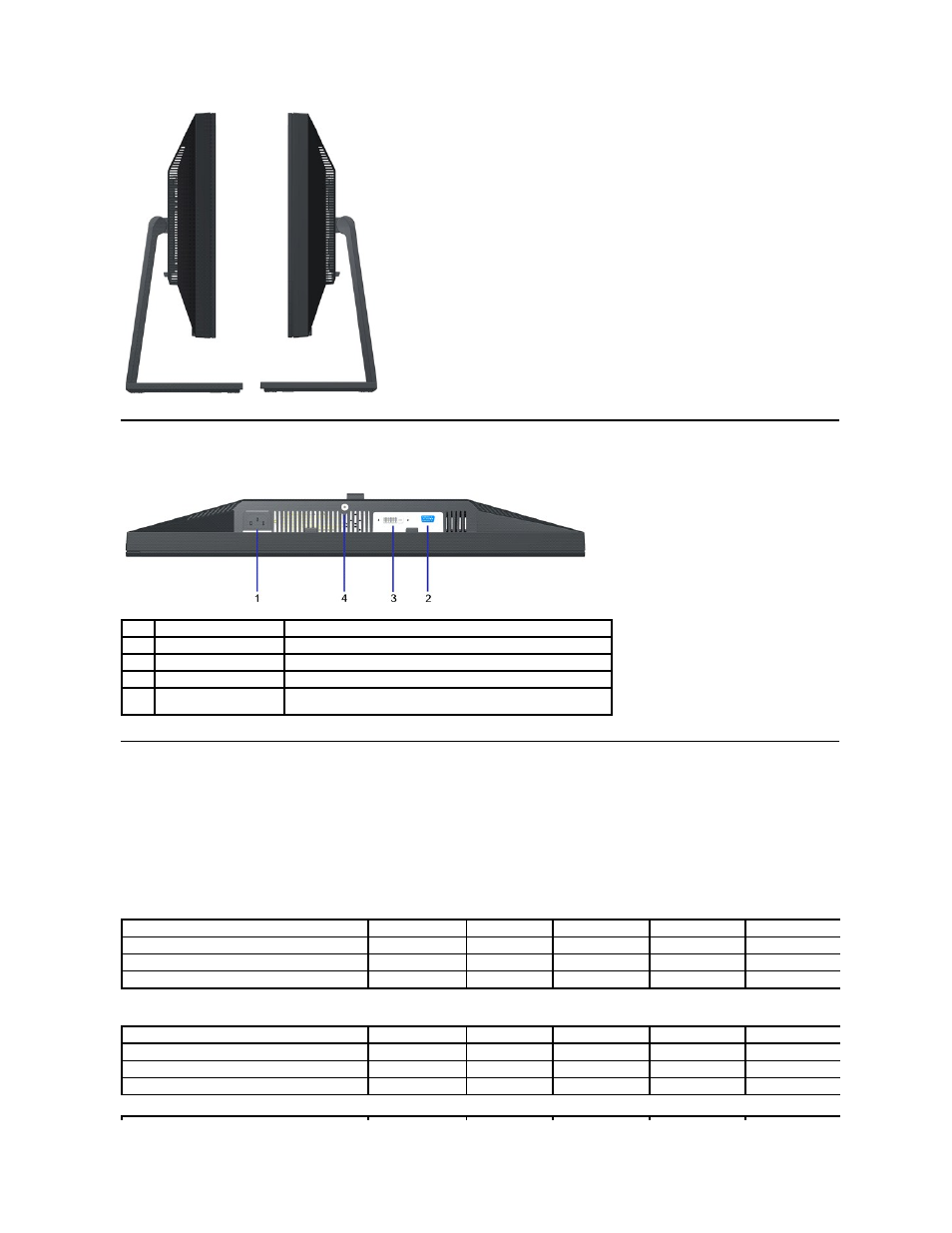 Monitor specifications, Bottom view, Power management modes | Dell E2210H Monitor User Manual | Page 5 / 30