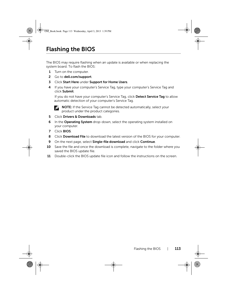 Flashing the bios | Dell XPS One 2720 (Mid 2013) User Manual | Page 113 / 117