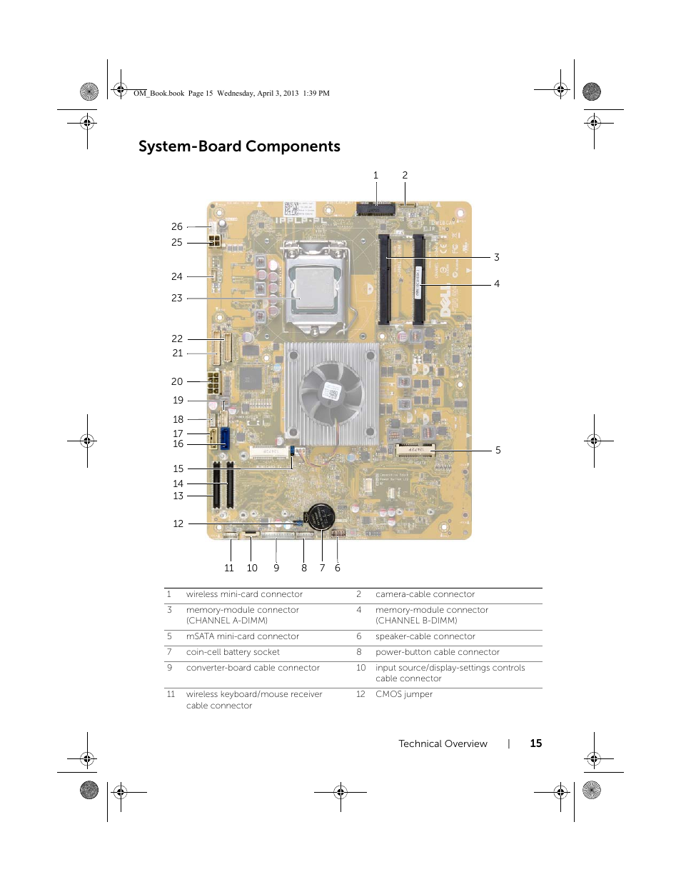 System-board components | Dell XPS One 2720 (Mid 2013) User Manual | Page 15 / 117