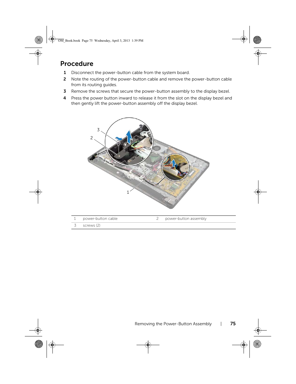 Procedure | Dell XPS One 2720 (Mid 2013) User Manual | Page 75 / 117