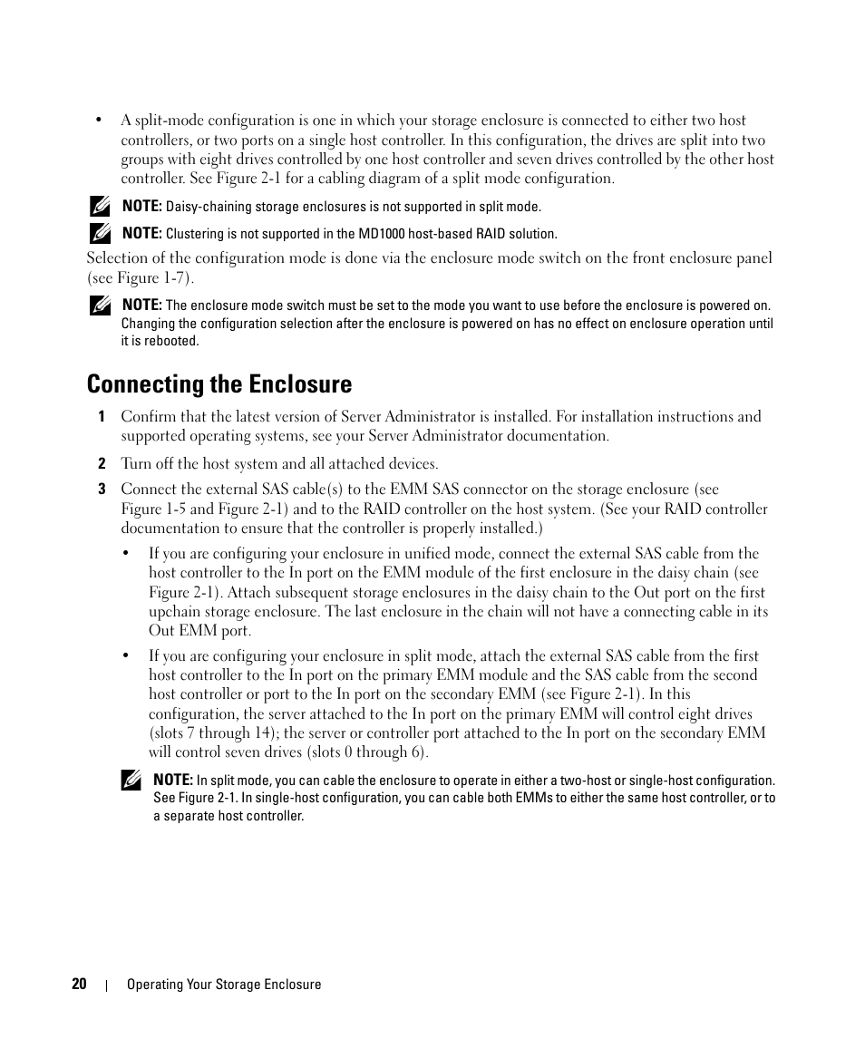 Connecting the enclosure | Dell POWERVAULT MD1000 User Manual | Page 20 / 64