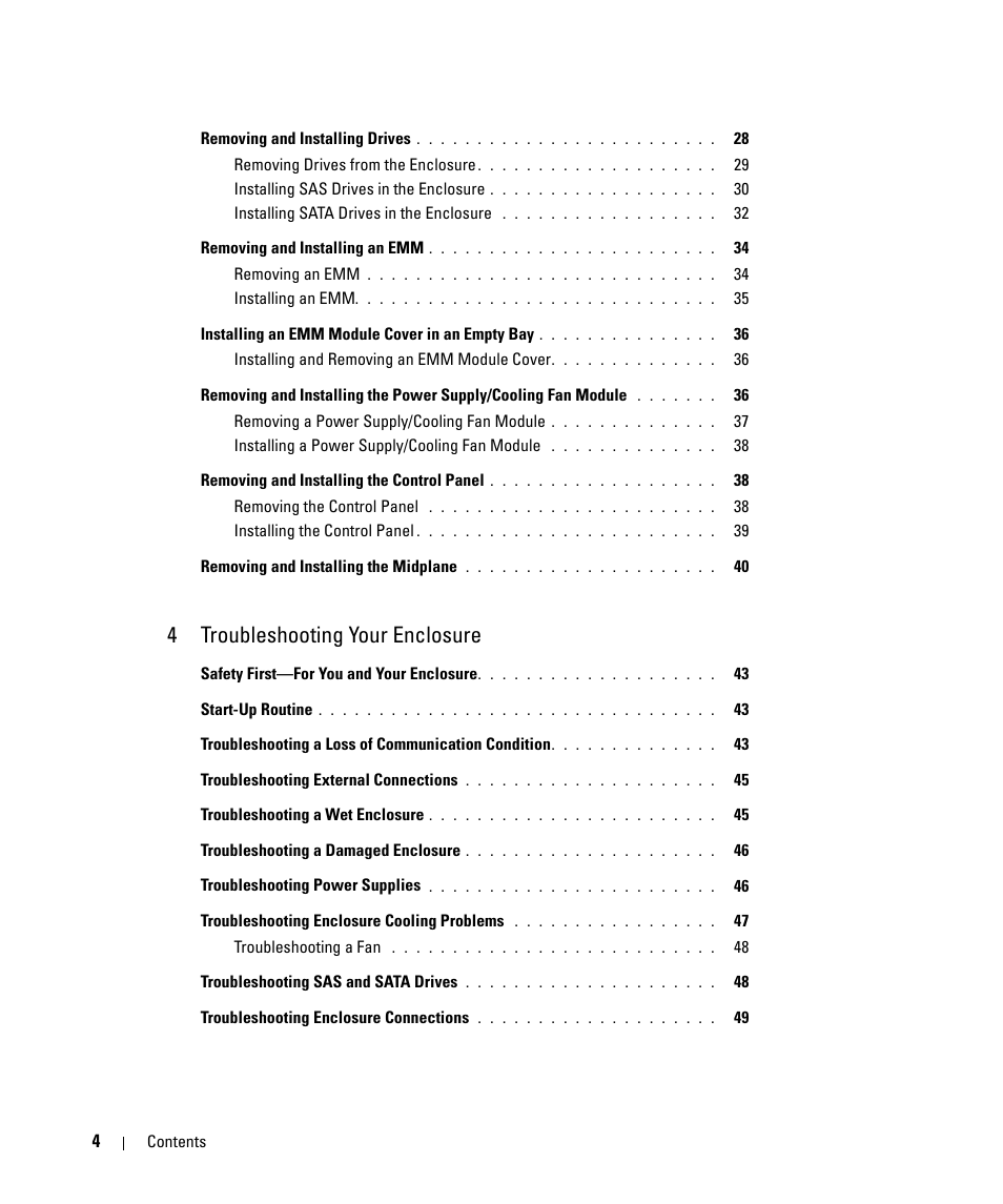 4 troubleshooting your enclosure | Dell POWERVAULT MD1000 User Manual | Page 4 / 64