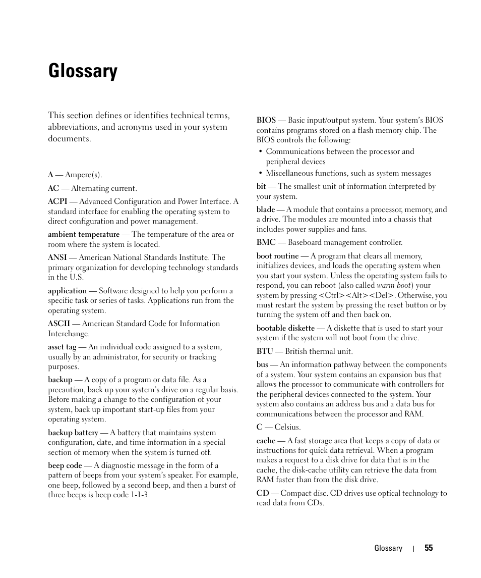 Glossary | Dell POWERVAULT MD1000 User Manual | Page 55 / 64