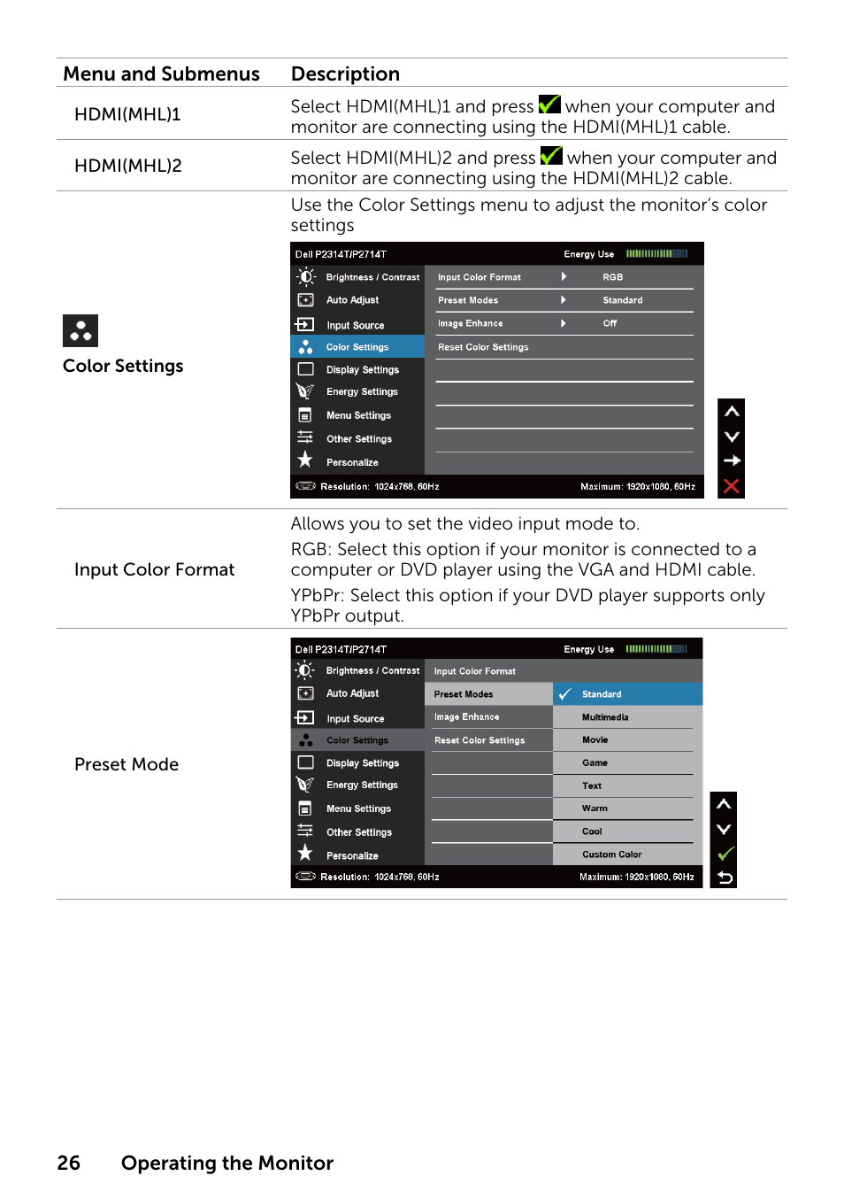 Dell P2314T Multi Touch Monitor with LED User Manual | Page 26 / 52