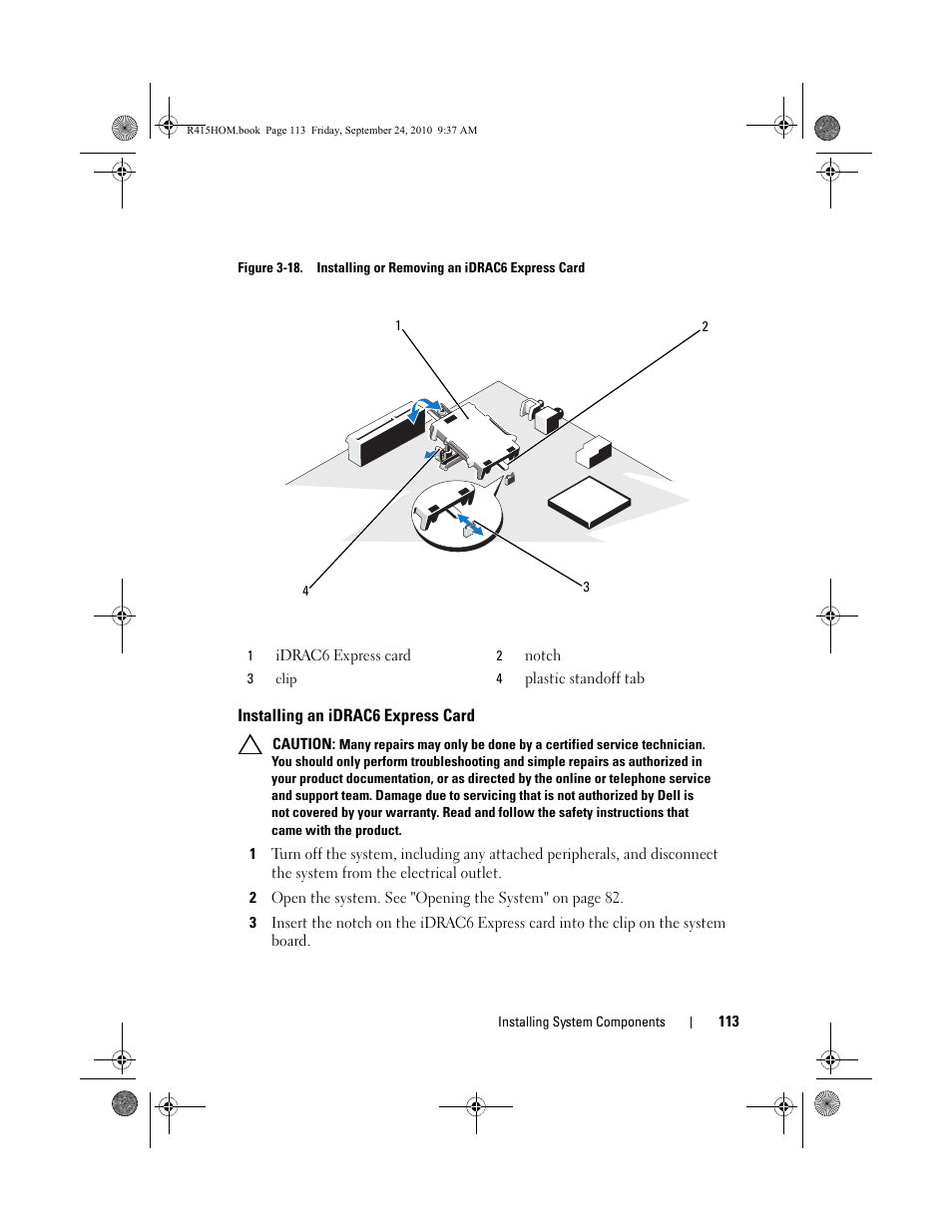 Installing an idrac6 express card, See figure 3-18 | Dell PowerEdge R415 User Manual | Page 113 / 188