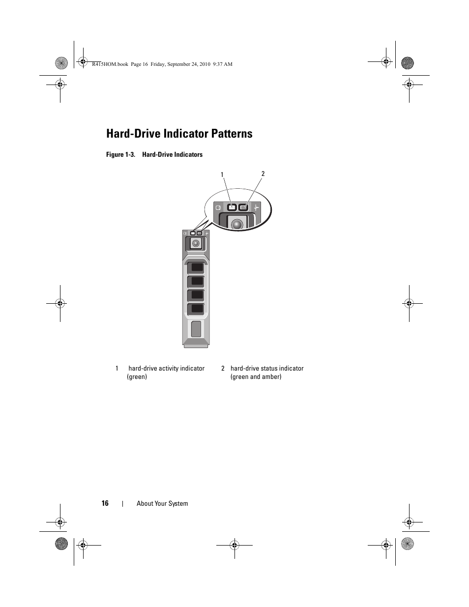 Hard-drive indicator patterns | Dell PowerEdge R415 User Manual | Page 16 / 188