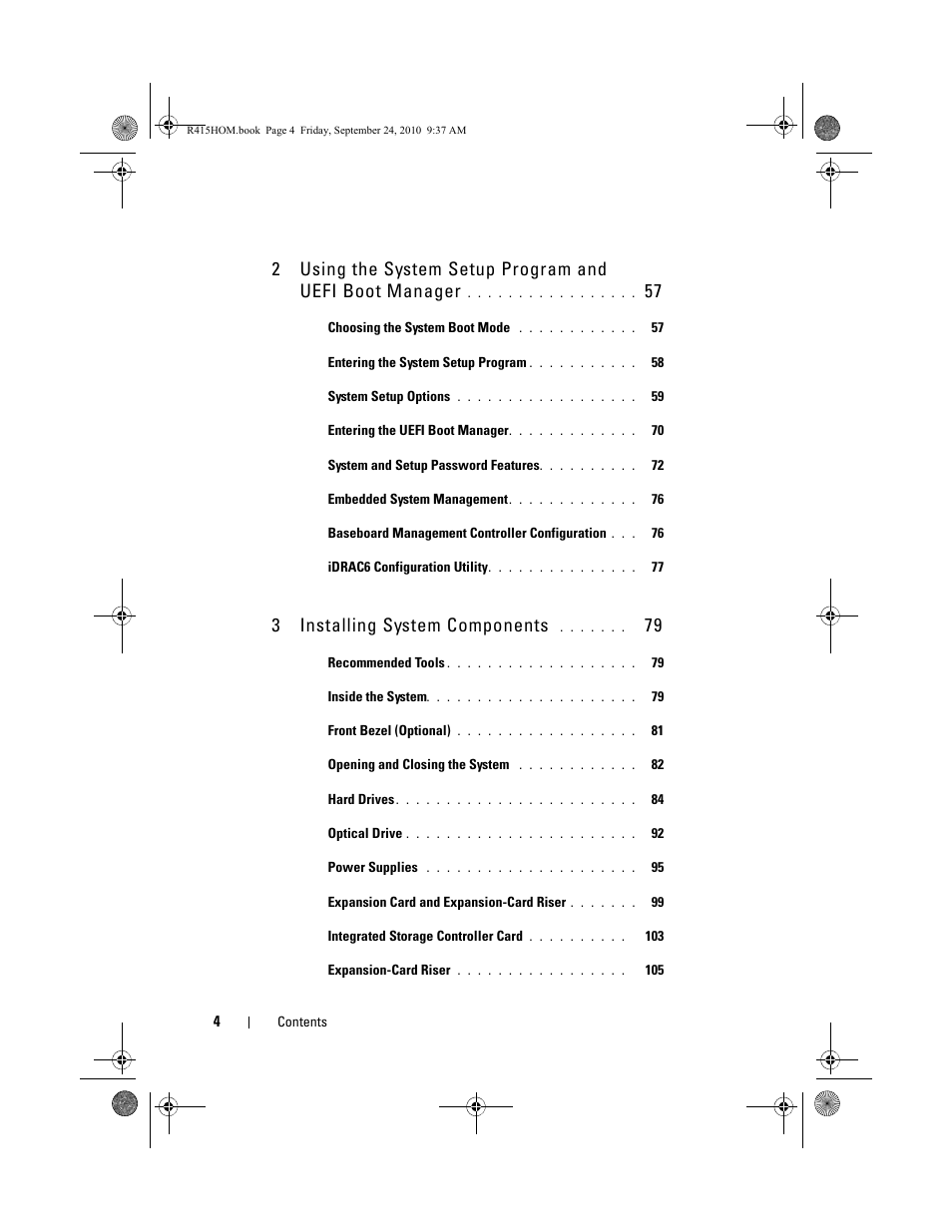 3 installing system components | Dell PowerEdge R415 User Manual | Page 4 / 188