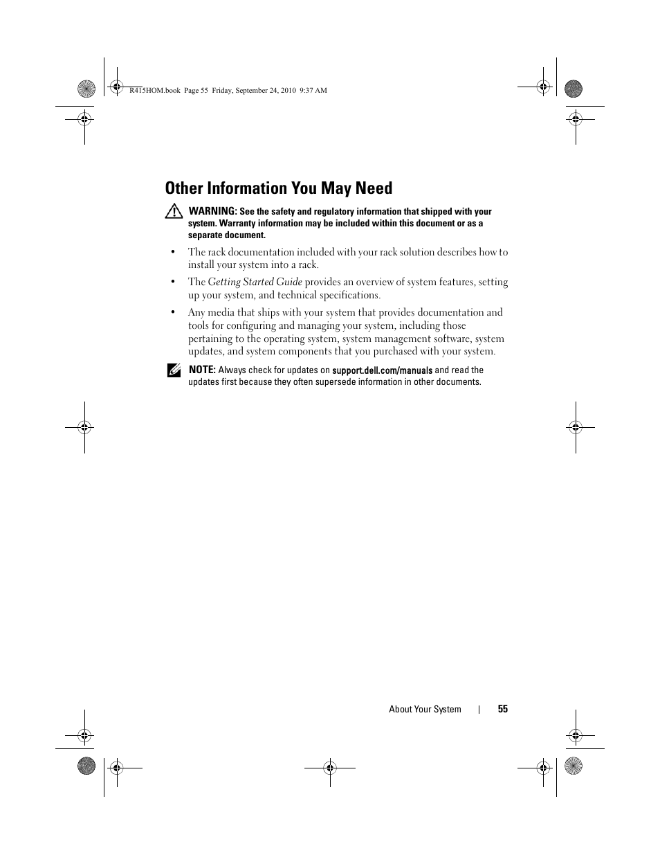 Other information you may need | Dell PowerEdge R415 User Manual | Page 55 / 188
