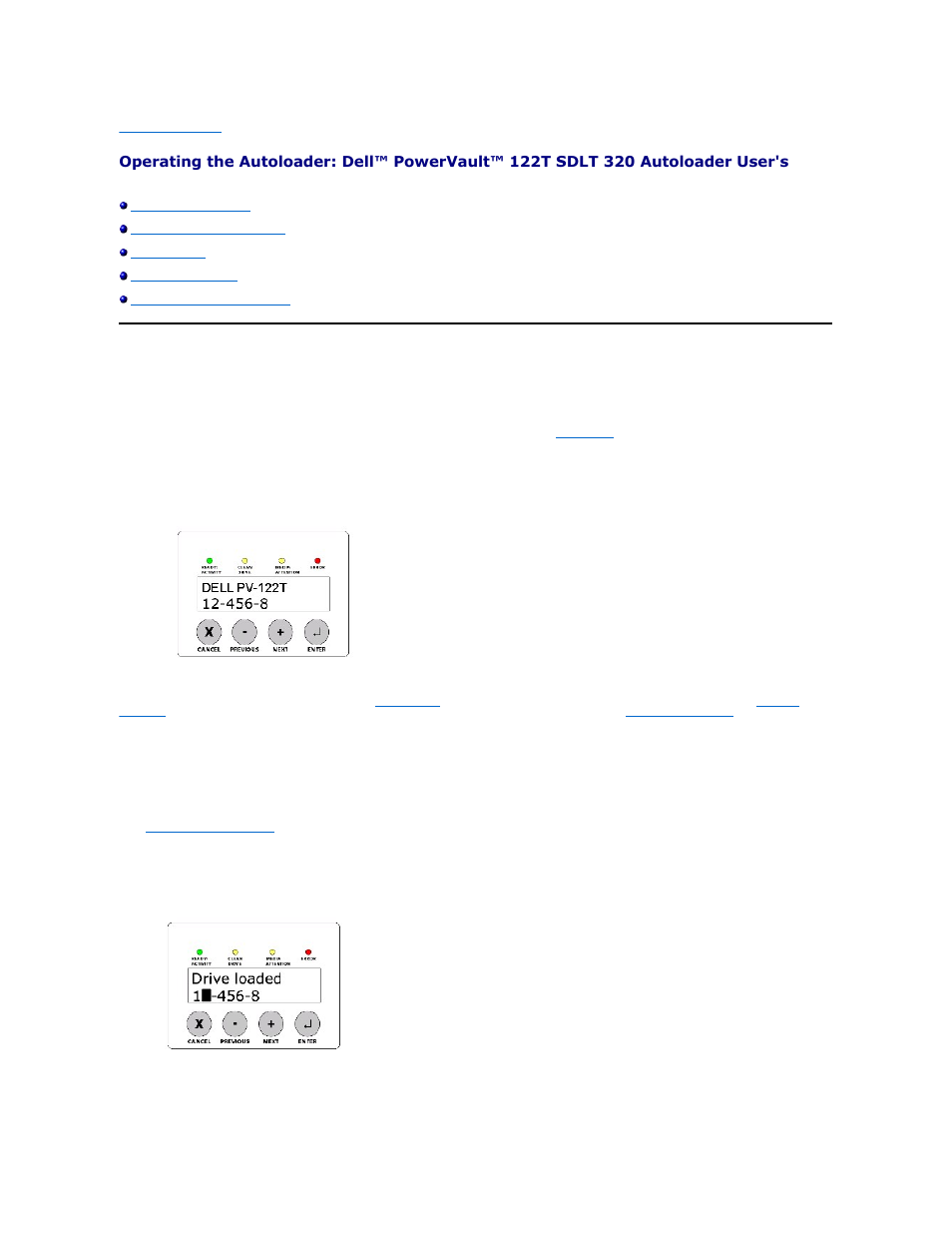 Operator's panel overview | Dell PowerVault 122T LTO (Autoloader) User Manual | Page 31 / 39