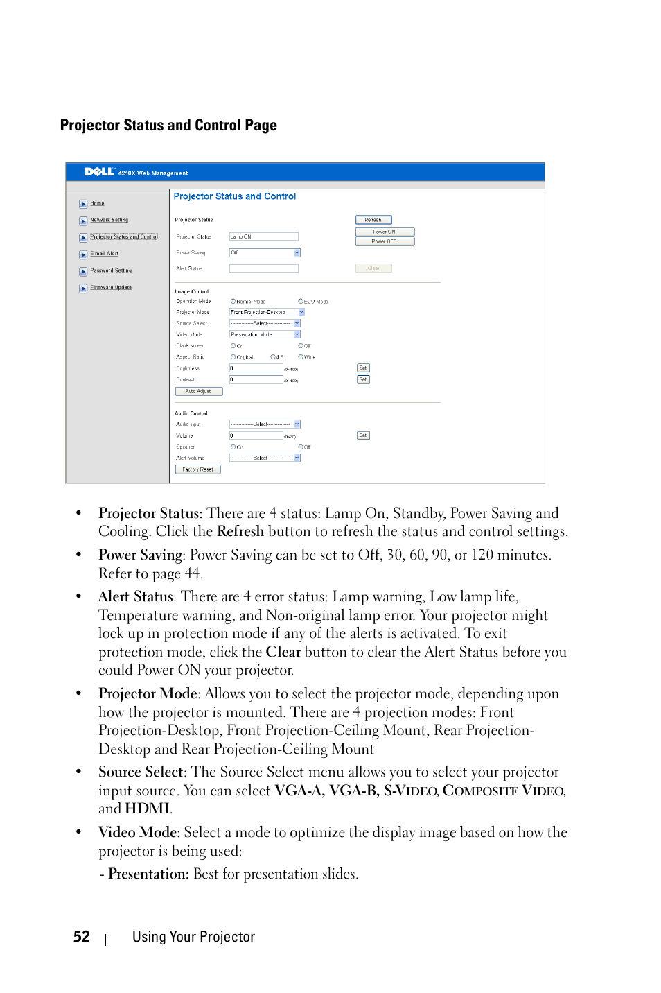 Dell 4210X Projector User Manual | Page 52 / 81