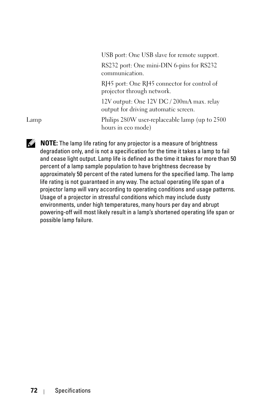 Dell 4210X Projector User Manual | Page 72 / 81