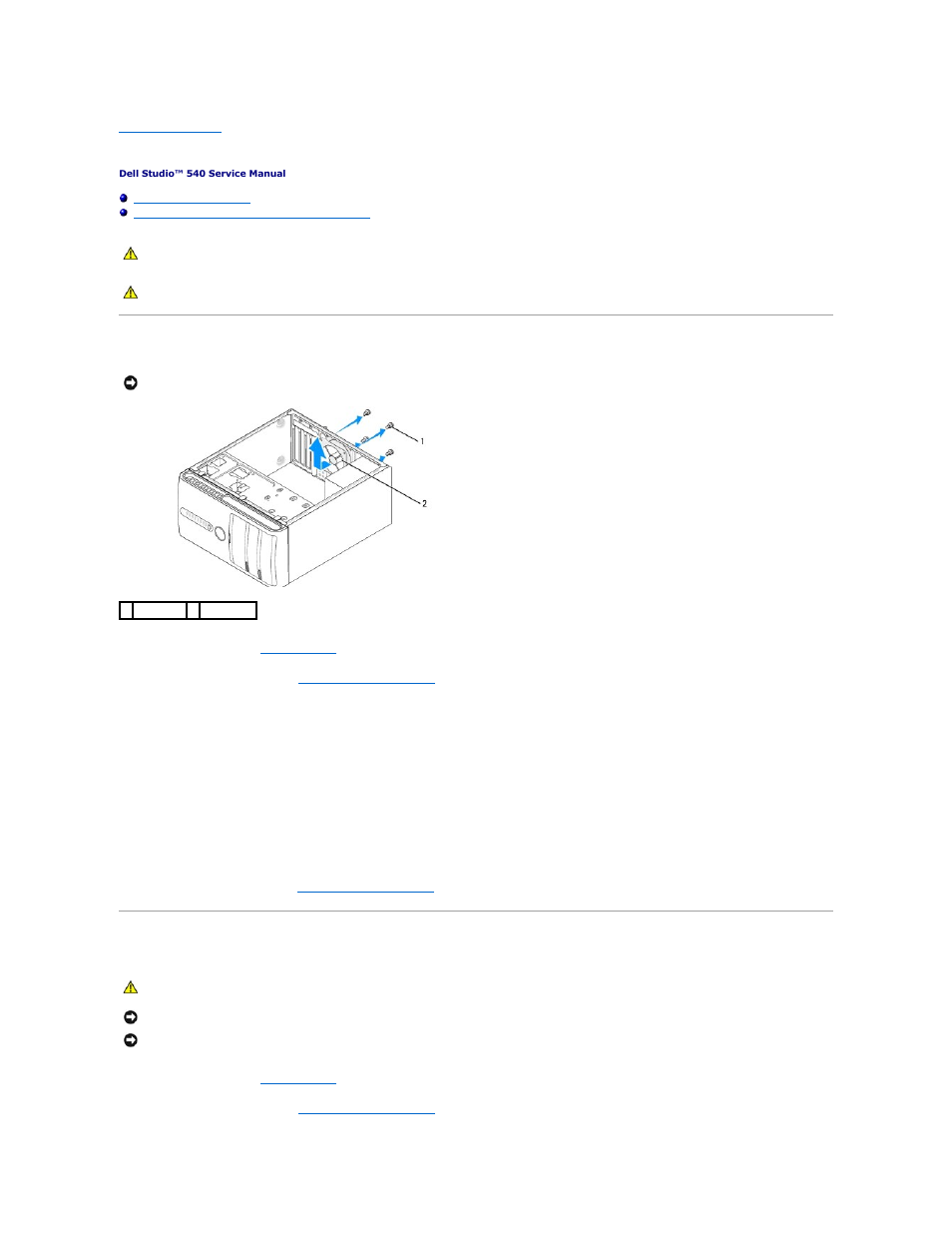 Replacing fans, Replacing the chassis fan, Replacing the processor fan and heat sink assembly | Dell Studio Desktop D540 (Late 2008) User Manual | Page 18 / 36