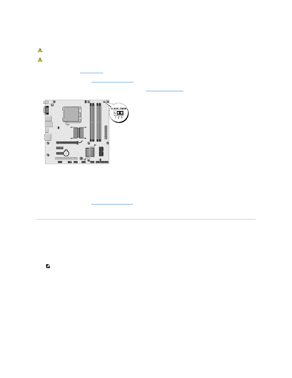 Clearing cmos settings, Flashing the bios | Dell Studio Desktop D540 (Late 2008) User Manual | Page 32 / 36