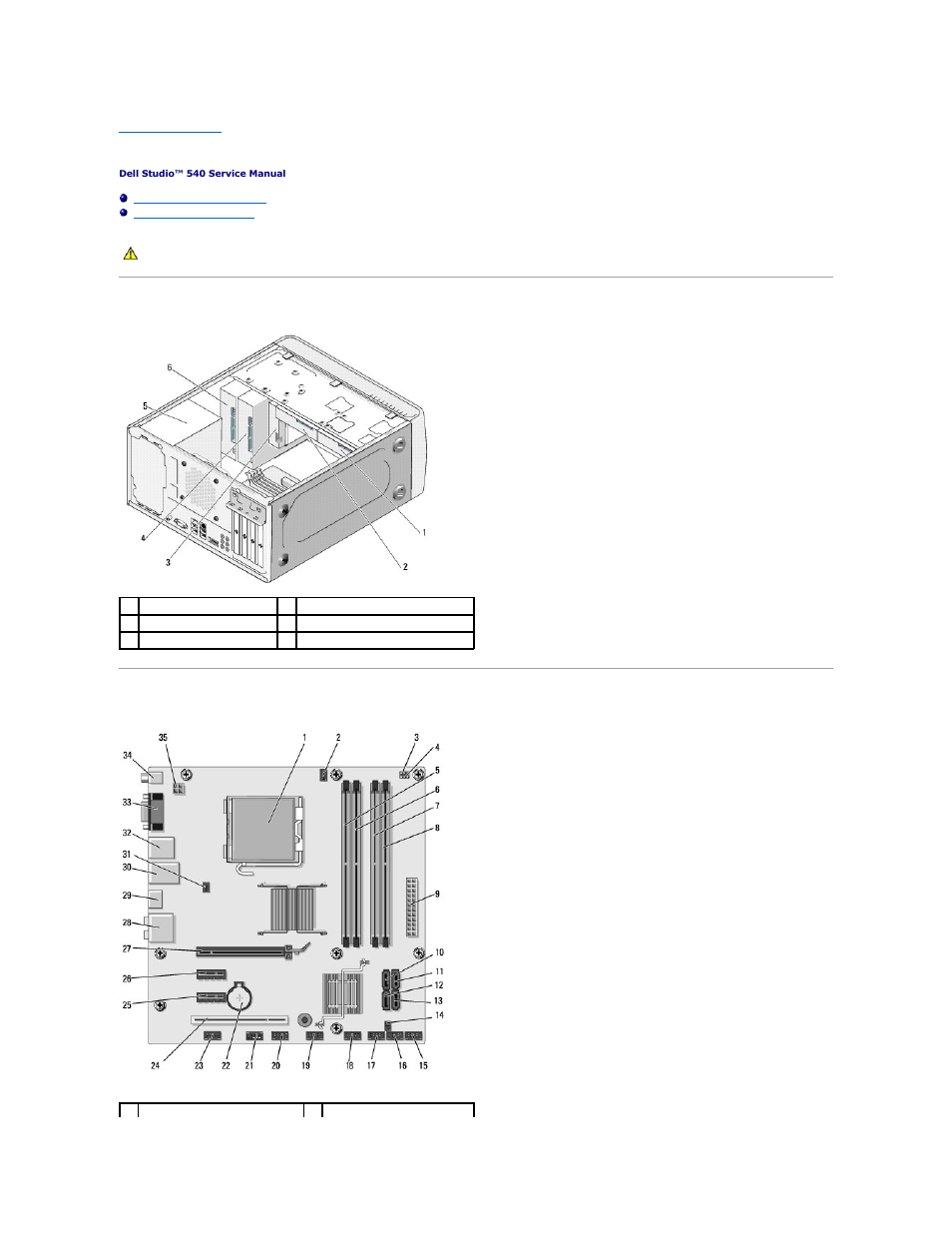Technical overview, Inside view of your computer, System board components | Dell Studio Desktop D540 (Late 2008) User Manual | Page 34 / 36