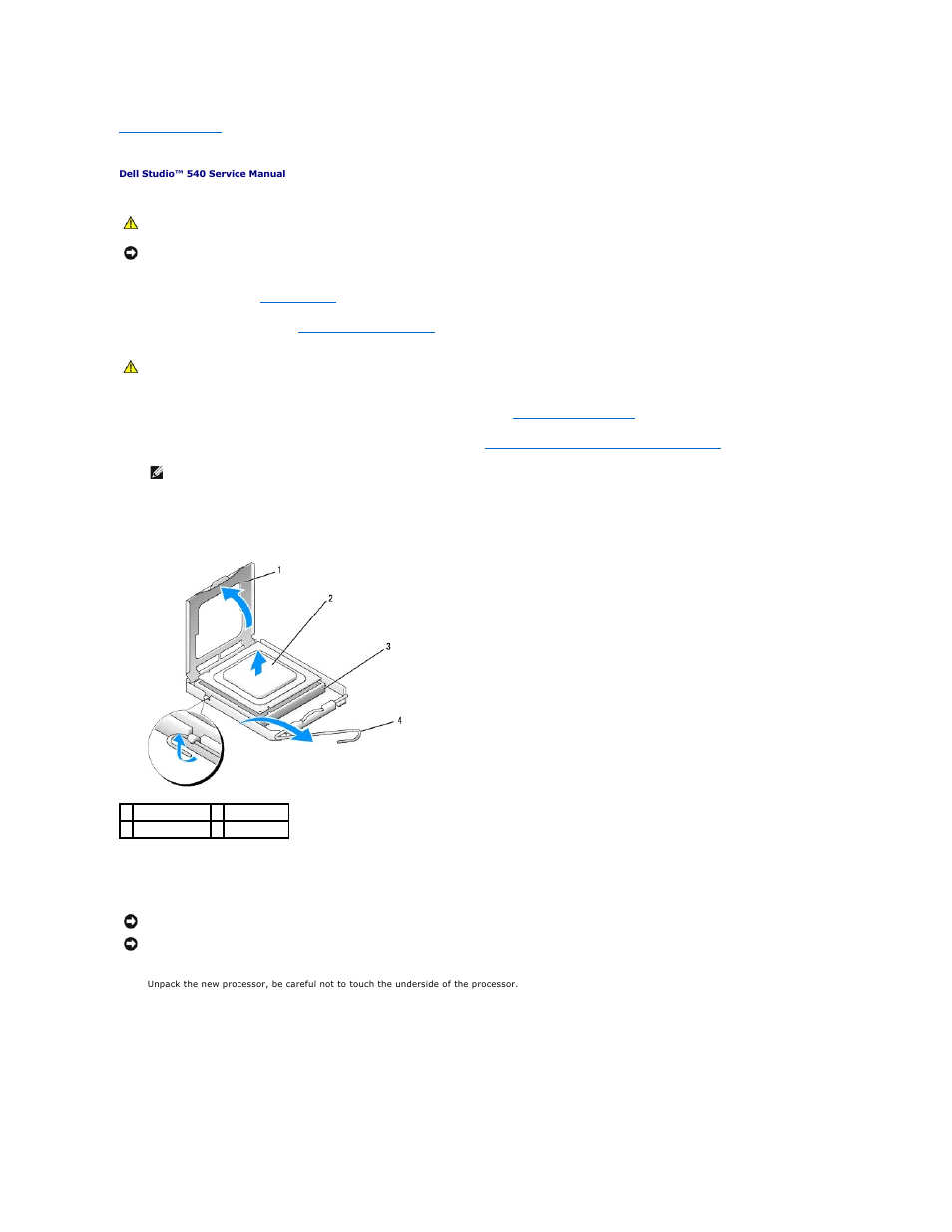 Replacing the processor | Dell Studio Desktop D540 (Late 2008) User Manual | Page 9 / 36