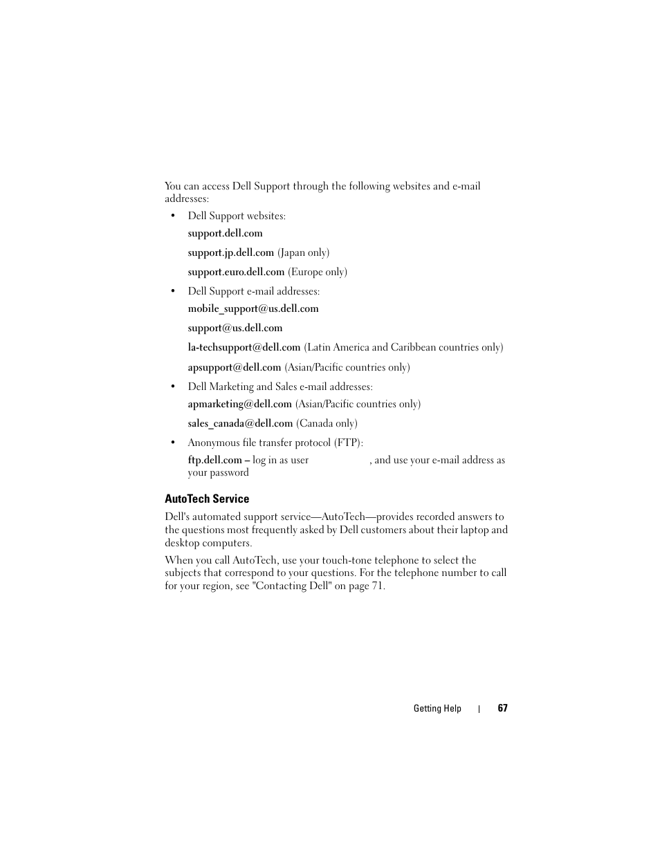 Autotech service | Dell Vostro 220 (Late 2008) User Manual | Page 67 / 76