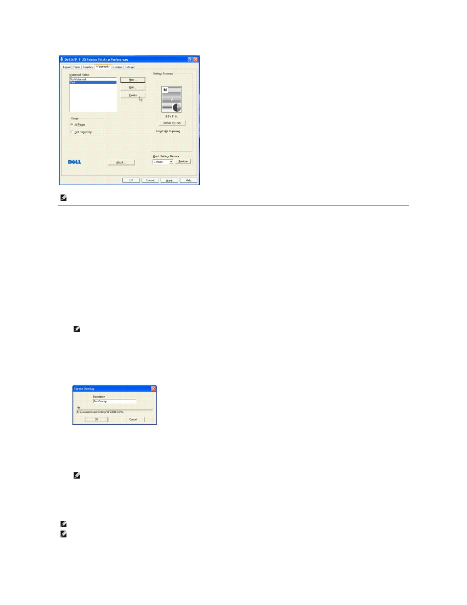 Using overlays, What is an overlay, Creating a new page overlay | Using a page overlay | Dell 1125 Mono Laser MFP User Manual | Page 55 / 111