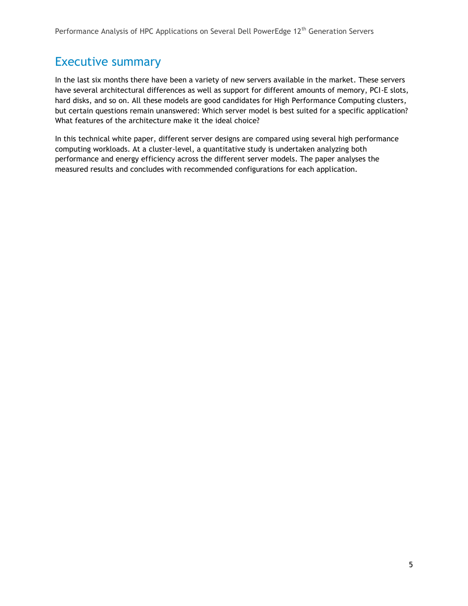 Executive summary | Dell PowerEdge R820 User Manual | Page 5 / 25
