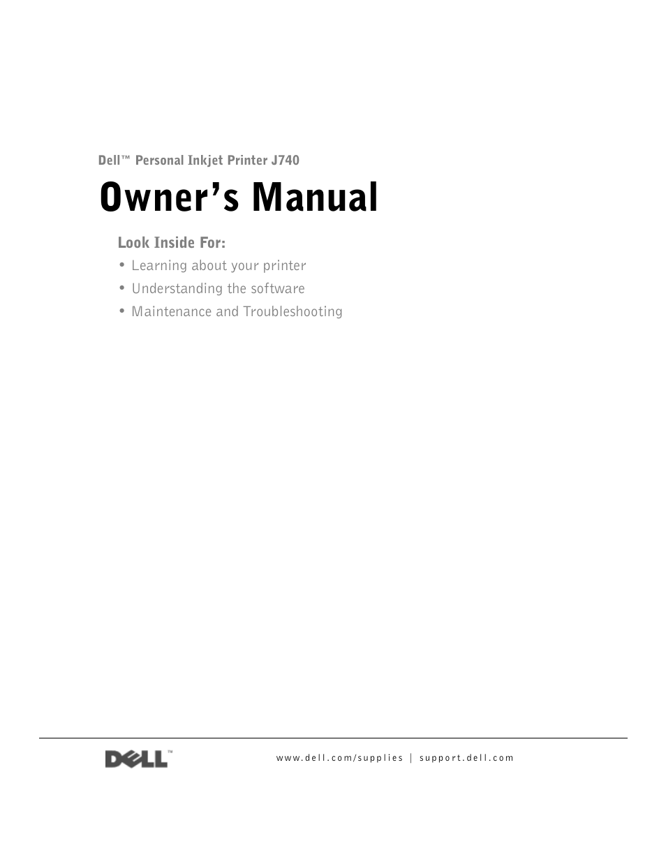 Dell J740 Personal Inkjet Printer User Manual | 68 pages
