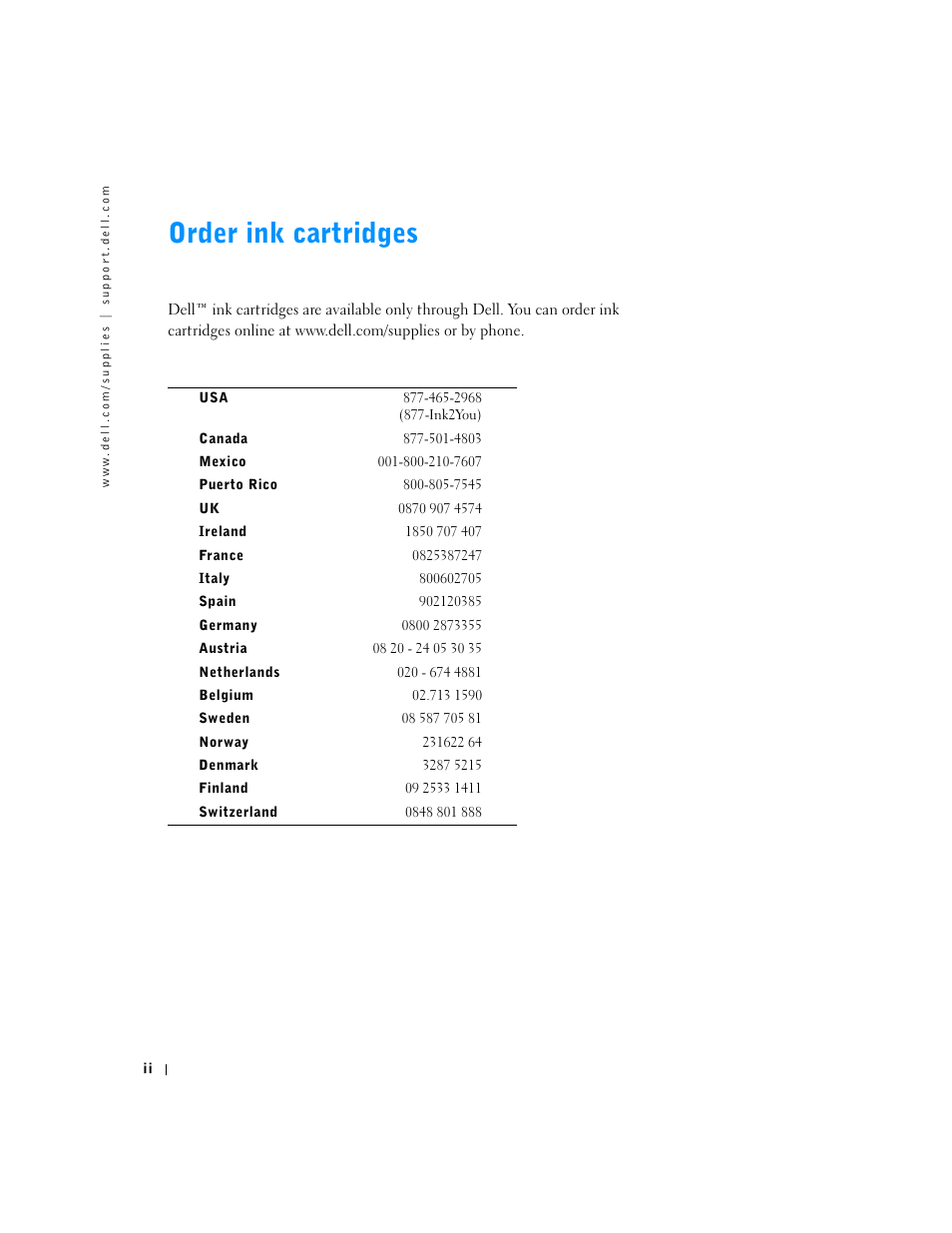 Order ink cartridges | Dell J740 Personal Inkjet Printer User Manual | Page 2 / 68