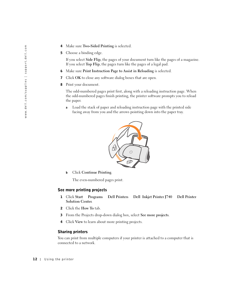 See more printing projects, Sharing printers | Dell J740 Personal Inkjet Printer User Manual | Page 22 / 68