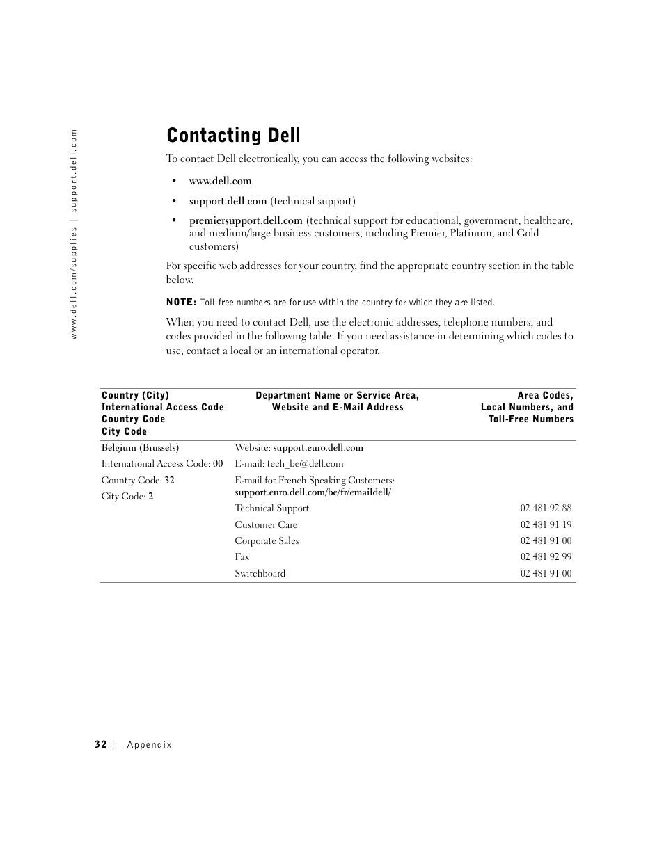 Contacting dell | Dell J740 Personal Inkjet Printer User Manual | Page 42 / 68